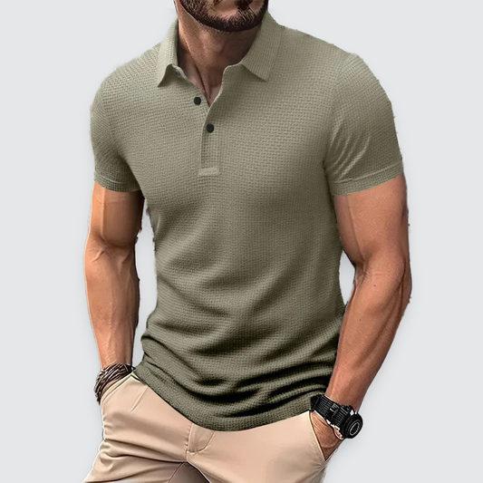 Men's Textured Polo Shirt Classic Short-Sleeve Collared Ribbed Casual Smart-Casual Everyday Golf Sport Regular Calloway