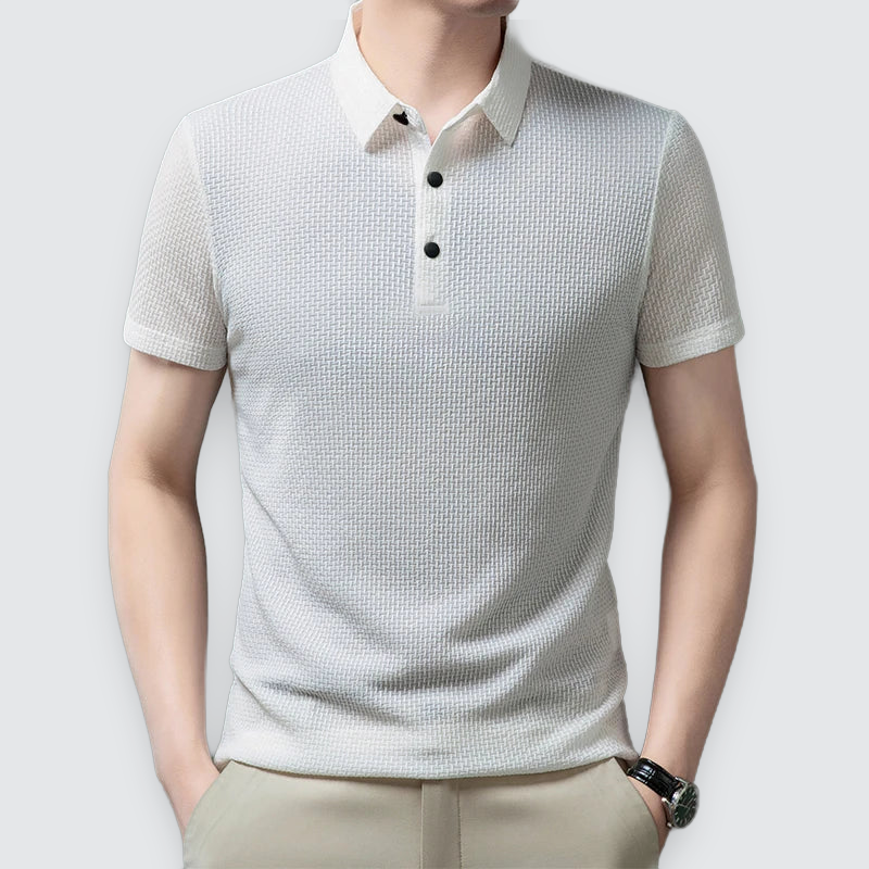 Men's Textured Polo Shirt Classic Short-Sleeve Collared Ribbed Casual Smart-Casual Everyday Golf Sport Regular Calloway