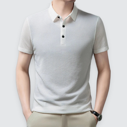 Men's Textured Polo Shirt Classic Short-Sleeve Collared Ribbed Casual Smart-Casual Everyday Golf Sport Regular Calloway