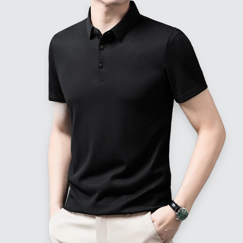 Men's Textured Polo Shirt Classic Short-Sleeve Collared Ribbed Casual Smart-Casual Everyday Golf Sport Regular Calloway