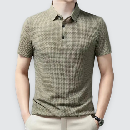 Men's Textured Polo Shirt Classic Short-Sleeve Collared Ribbed Casual Smart-Casual Everyday Golf Sport Regular Calloway