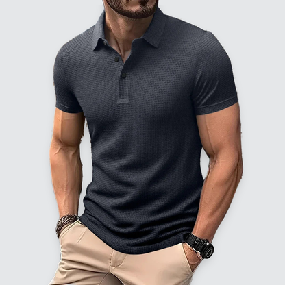 Men's Textured Polo Shirt Classic Short-Sleeve Collared Ribbed Casual Smart-Casual Everyday Golf Sport Regular Calloway