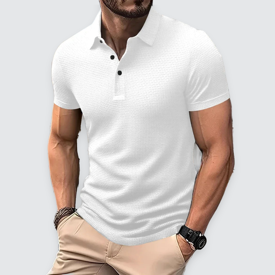 Men's Textured Polo Shirt Classic Short-Sleeve Collared Ribbed Casual Smart-Casual Everyday Golf Sport Regular Calloway