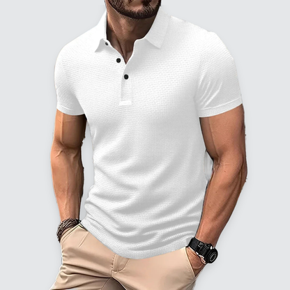 Men's Textured Polo Shirt Classic Short-Sleeve Collared Ribbed Casual Smart-Casual Everyday Golf Sport Regular Calloway