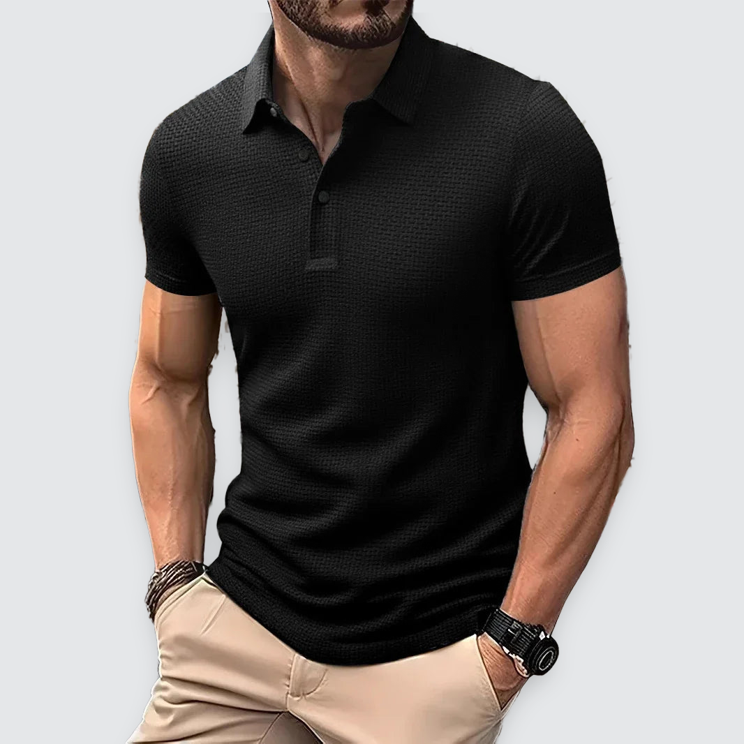 Men's Textured Polo Shirt Classic Short-Sleeve Collared Ribbed Casual Smart-Casual Everyday Golf Sport Regular Calloway