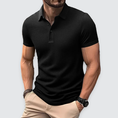 Men's Textured Polo Shirt Classic Short-Sleeve Collared Ribbed Casual Smart-Casual Everyday Golf Sport Regular Calloway