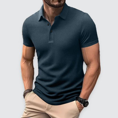 Men's Textured Polo Shirt Classic Short-Sleeve Collared Ribbed Casual Smart-Casual Everyday Golf Sport Regular Calloway