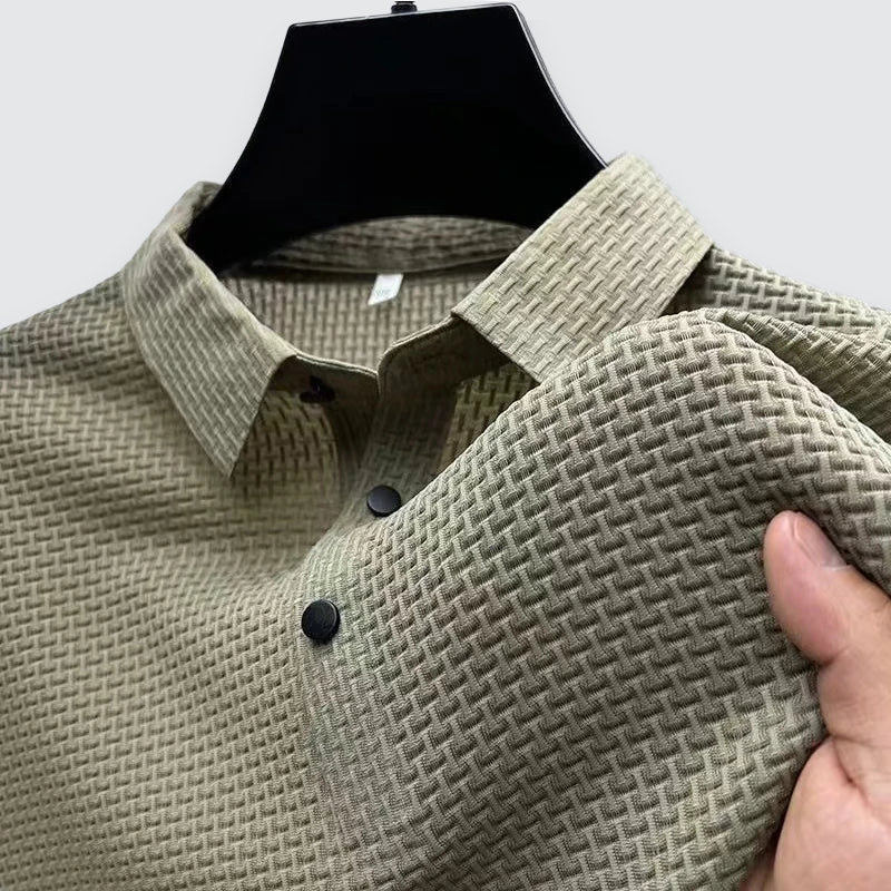 Men's Textured Polo Shirt Classic Short-Sleeve Collared Ribbed Casual Smart-Casual Everyday Golf Sport Regular Calloway