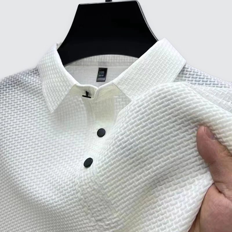 Men's Textured Polo Shirt Classic Short-Sleeve Collared Ribbed Casual Smart-Casual Everyday Golf Sport Regular Calloway