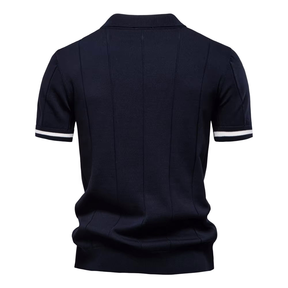 Men's Quarter-Zip Polo Shirt Short-Sleeve Collared Ribbed Casual Smart-Casual Everyday Golf Sport Regular Fit Weller