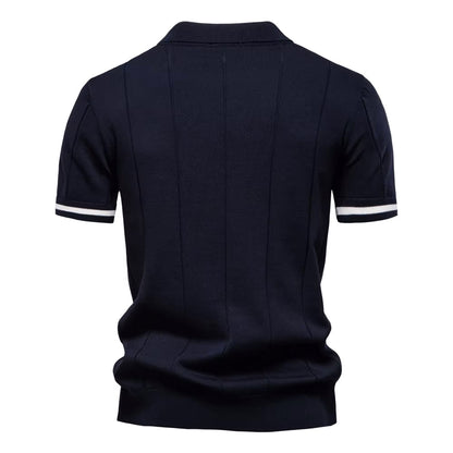 Men's Quarter-Zip Polo Shirt Short-Sleeve Collared Ribbed Casual Smart-Casual Everyday Golf Sport Regular Fit Weller