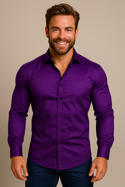 Men's Dress Shirt Structured Fit Long-Sleeve Wrinkle-Free Button-Up Collared Formal Office Business Sheridan