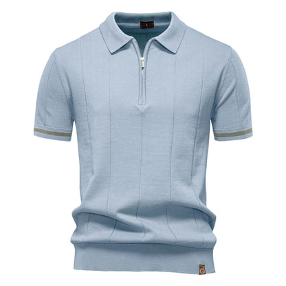 Men's Quarter-Zip Polo Shirt Short-Sleeve Collared Ribbed Casual Smart-Casual Everyday Golf Sport Regular Fit Weller