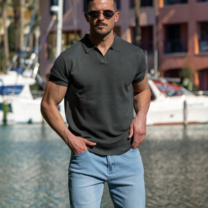 Men's Mesh Polo Shirt Short-Sleeve Collared Breathable Textured Casual Smart-Casual Everyday Golf Sport Regular Fit Osgood