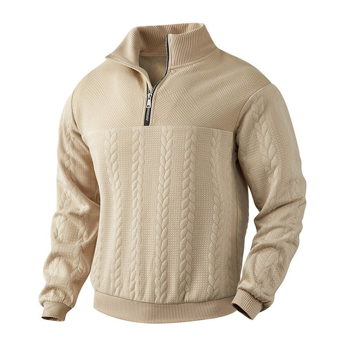 Men's Casual Half Zip Jumper Relaxed Fit Long Sleeve Versatile Everyday Wear