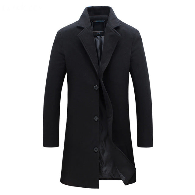 Men's Winter Trench Coat Long Sleeve Double-Breasted Stylish Cold Weather