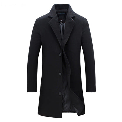 Men's Winter Trench Coat Long Sleeve Double-Breasted Stylish Cold Weather