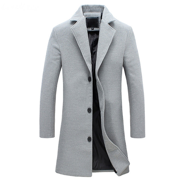 Men's Winter Trench Coat Long Sleeve Double-Breasted Stylish Cold Weather