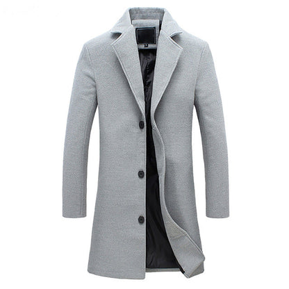 Men's Winter Trench Coat Long Sleeve Double-Breasted Stylish Cold Weather
