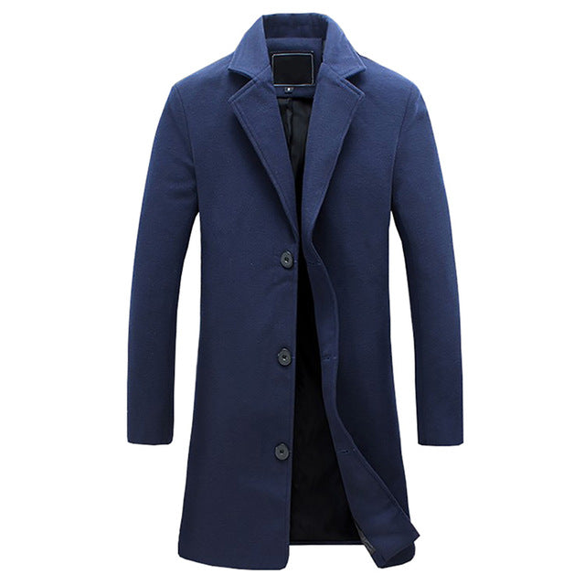 Men's Winter Trench Coat Long Sleeve Double-Breasted Stylish Cold Weather