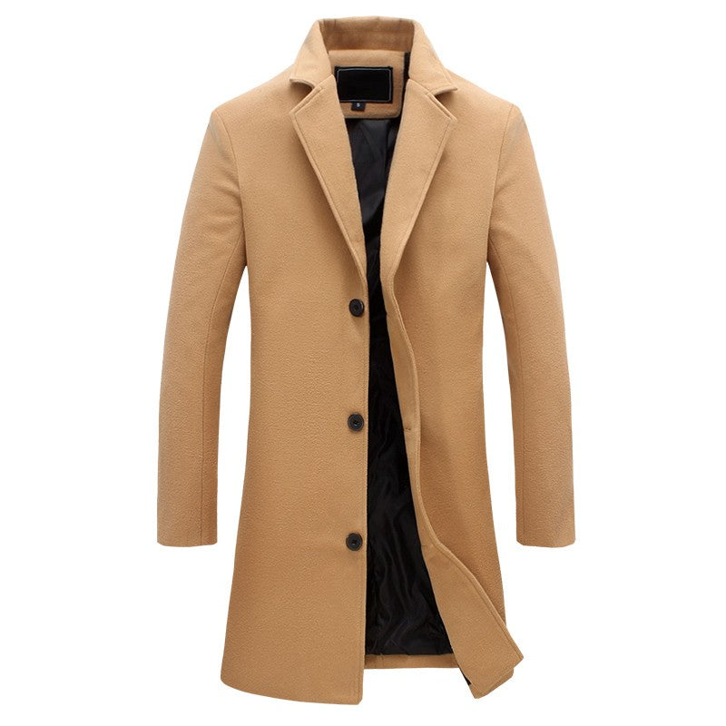 Men's Winter Trench Coat Long Sleeve Double-Breasted Stylish Cold Weather