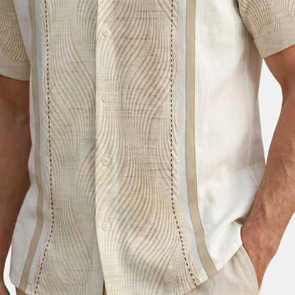 Men's Geometric Print Shirt Short-Sleeve Button-Up Collared Casual Holiday Beach Smart-Casual Party Xavier