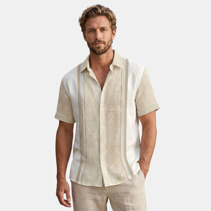 Men's Geometric Print Shirt Short-Sleeve Button-Up Collared Casual Holiday Beach Smart-Casual Party Xavier