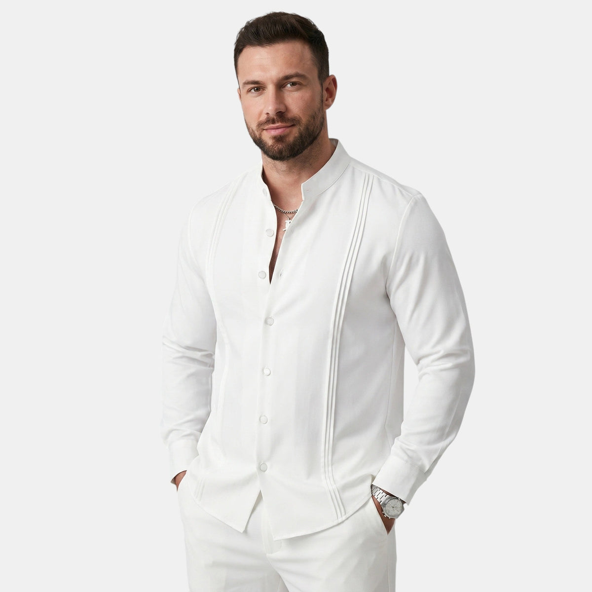 Men's Casual Shirt Long-Sleeve Button-Front Collared Smart-Casual Office Everyday Relaxed Fit Harvey