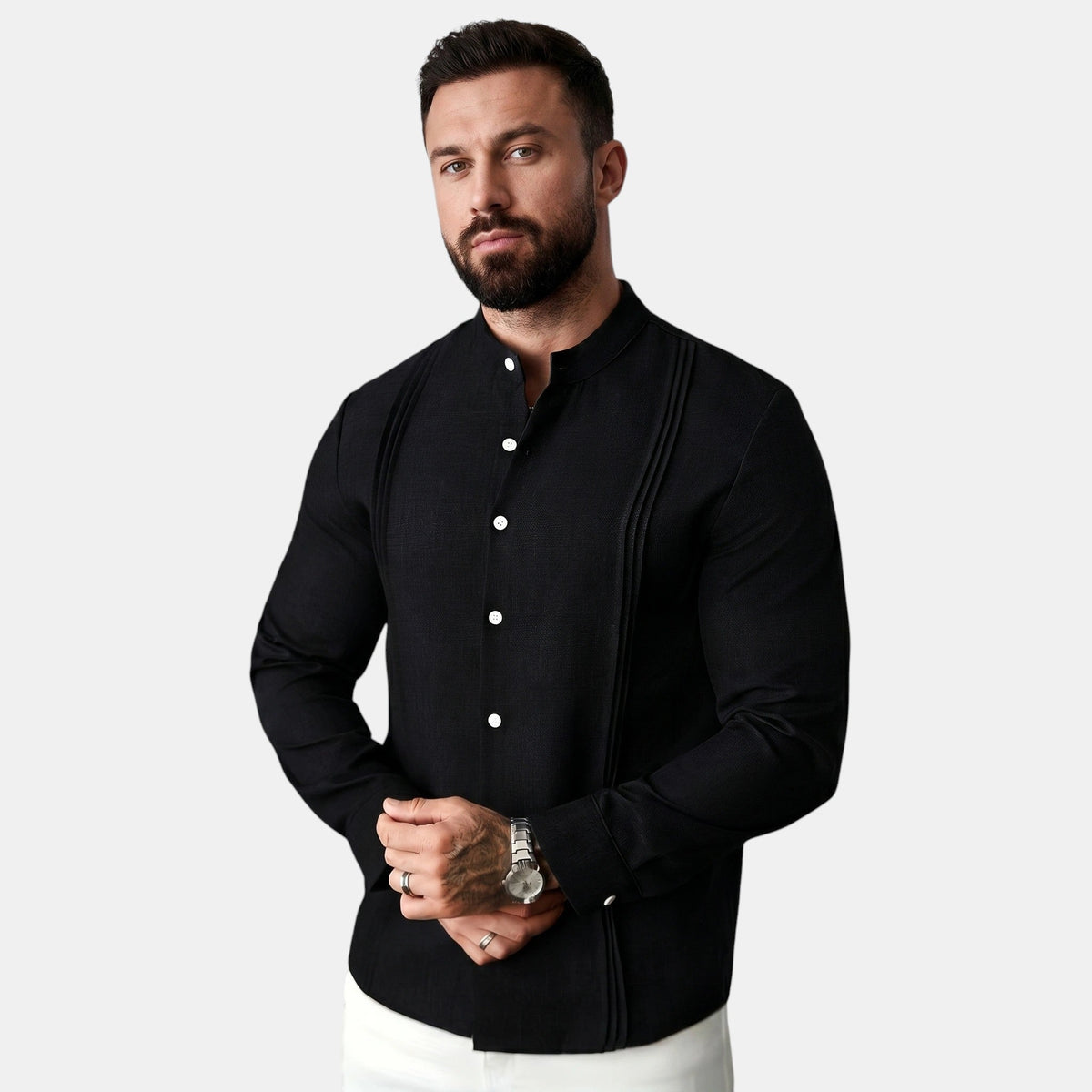 Men's Casual Shirt Long-Sleeve Button-Front Collared Smart-Casual Office Everyday Relaxed Fit Harvey