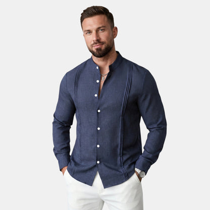 Men's Casual Shirt Long-Sleeve Button-Front Collared Smart-Casual Office Everyday Relaxed Fit Harvey