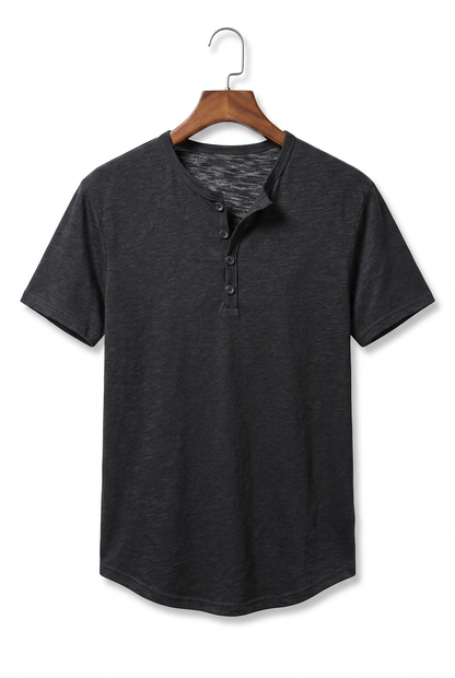 Men's Henley Shirt Short-Sleeve Button Placket Slim Fit Casual Smart-Casual Everyday Layering Relaxed Versatile Marden