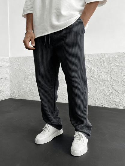 Men's Wide-Leg Pants Baggy Stretch Waist Relaxed Fit Casual Everyday
