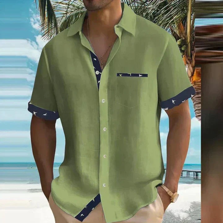 Men's Short-Sleeve Shirt Button-Up Collared Casual Holiday Beach Smart-Casual Relaxed Everyday Ellis