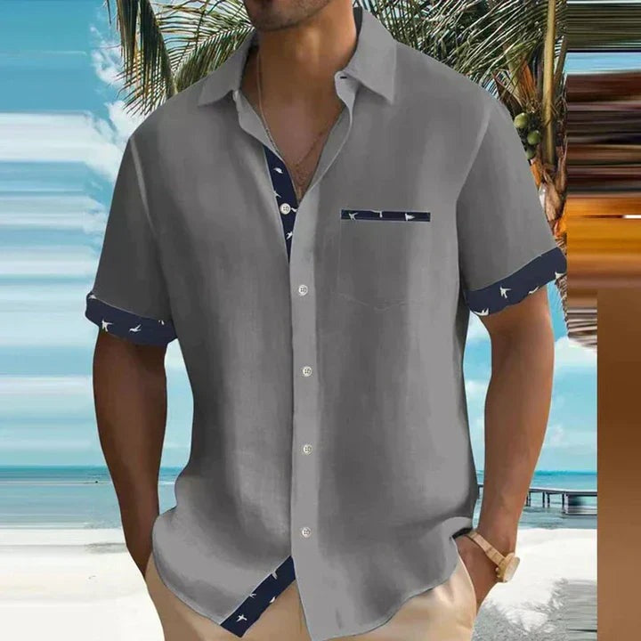 Men's Short-Sleeve Shirt Button-Up Collared Casual Holiday Beach Smart-Casual Relaxed Everyday Ellis