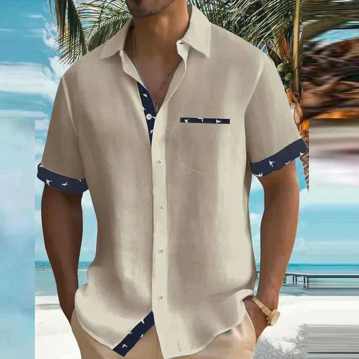 Men's Short-Sleeve Shirt Button-Up Collared Casual Holiday Beach Smart-Casual Relaxed Everyday Ellis