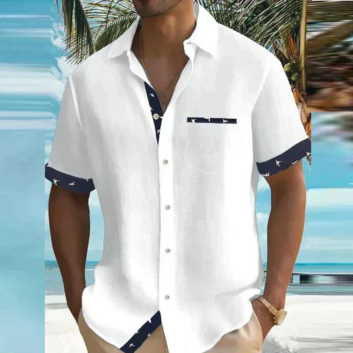Men's Short-Sleeve Shirt Button-Up Collared Casual Holiday Beach Smart-Casual Relaxed Everyday Ellis