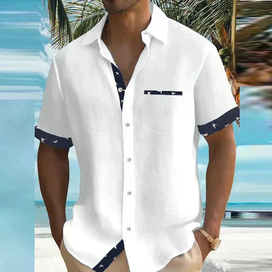 Men's Short-Sleeve Shirt Button-Up Collared Casual Holiday Beach Smart-Casual Relaxed Everyday Ellis