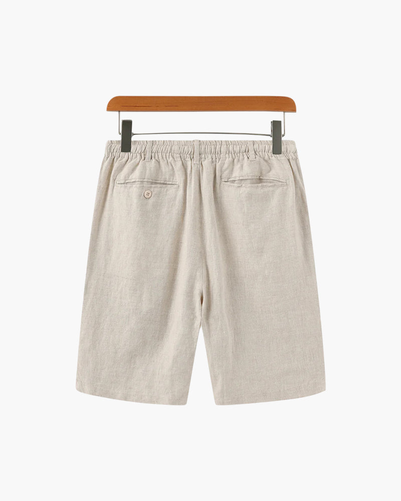 Men's Linen Shorts Straight Fit Drawstring Elastic Waist Breathable Casual Beach Holiday Everyday Thorne