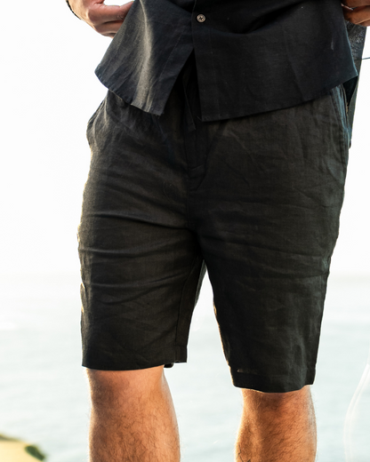 Men's Linen Shorts Straight Fit Drawstring Elastic Waist Breathable Casual Beach Holiday Everyday Thorne