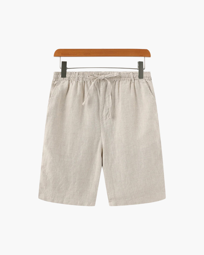 Men's Linen Shorts Straight Fit Drawstring Elastic Waist Breathable Casual Beach Holiday Everyday Thorne
