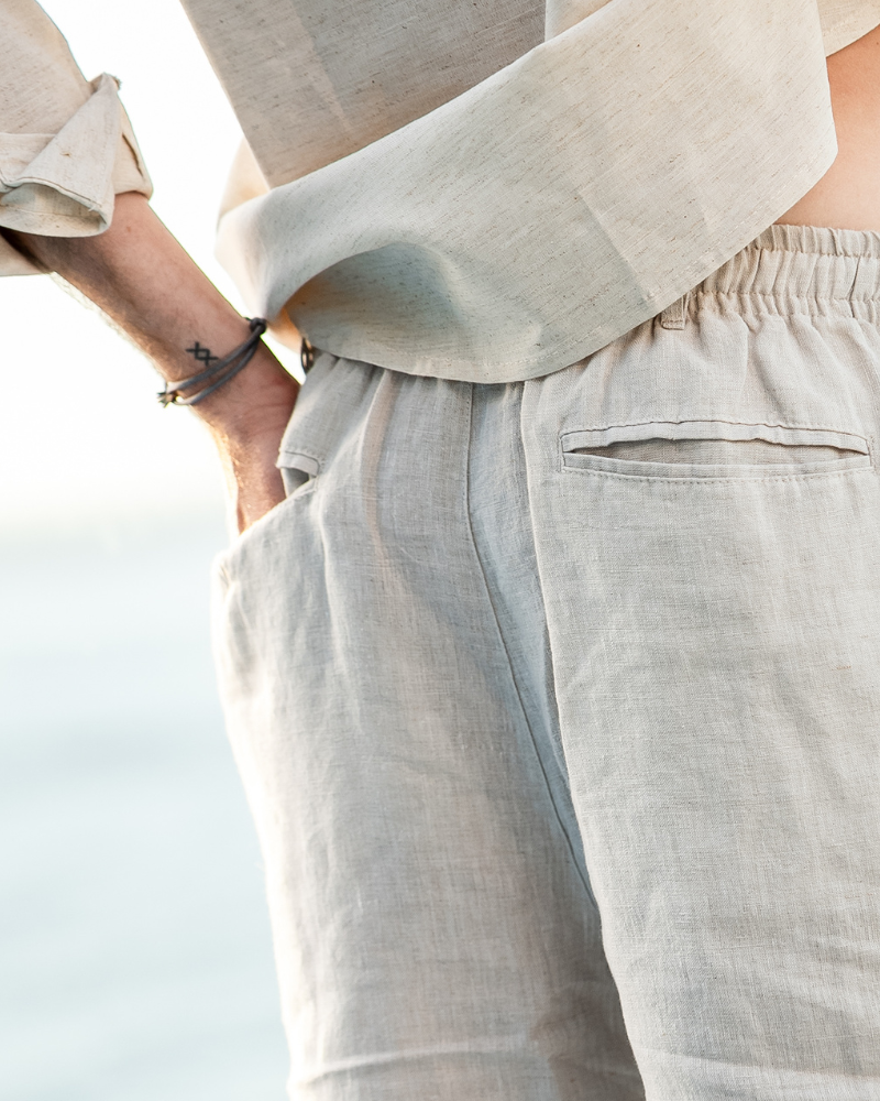 Men's Linen Shorts Straight Fit Drawstring Elastic Waist Breathable Casual Beach Holiday Everyday Thorne