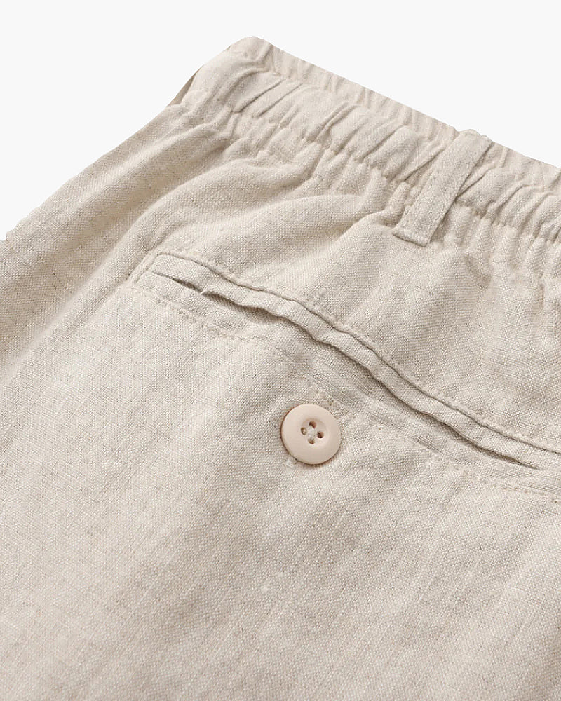 Men's Linen Shorts Straight Fit Drawstring Elastic Waist Breathable Casual Beach Holiday Everyday Thorne