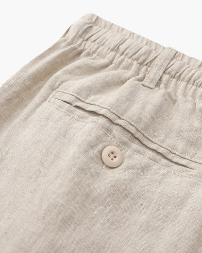 Men's Linen Shorts Straight Fit Drawstring Elastic Waist Breathable Casual Beach Holiday Everyday Thorne