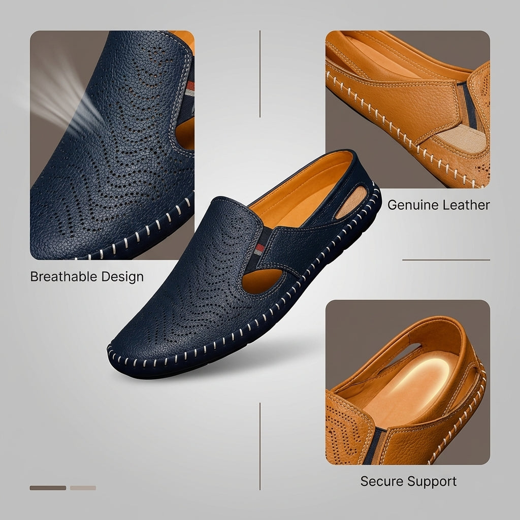Men's Flat Sandals Open-Toe Adjustable Strap Slip-On Casual Beach Pool Everyday Holiday Comfort Outdoor Denver