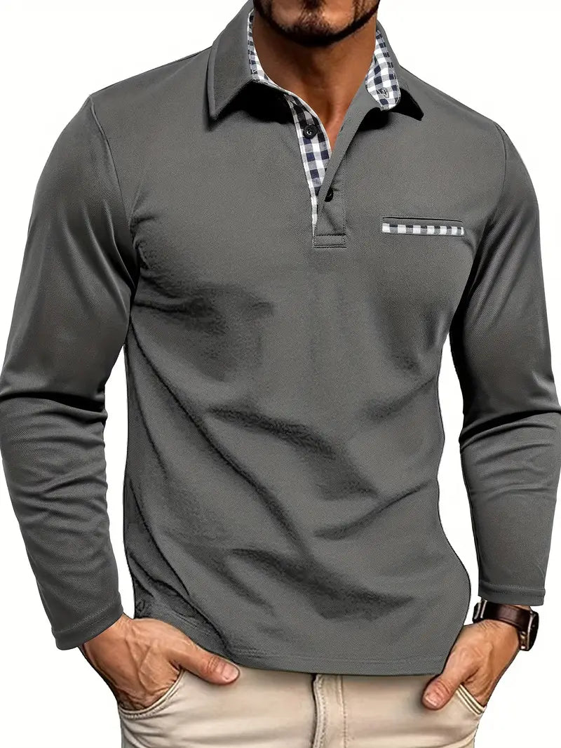Men's Polo Shirt Long-Sleeve Classic Collared Regular Fit Casual Smart-Casual Everyday Golf Sport Lowell
