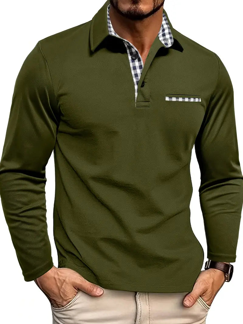 Men's Polo Shirt Long-Sleeve Classic Collared Regular Fit Casual Smart-Casual Everyday Golf Sport Lowell