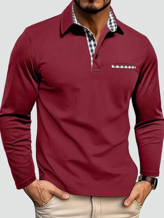 Men's Polo Shirt Long-Sleeve Classic Collared Regular Fit Casual Smart-Casual Everyday Golf Sport Lowell