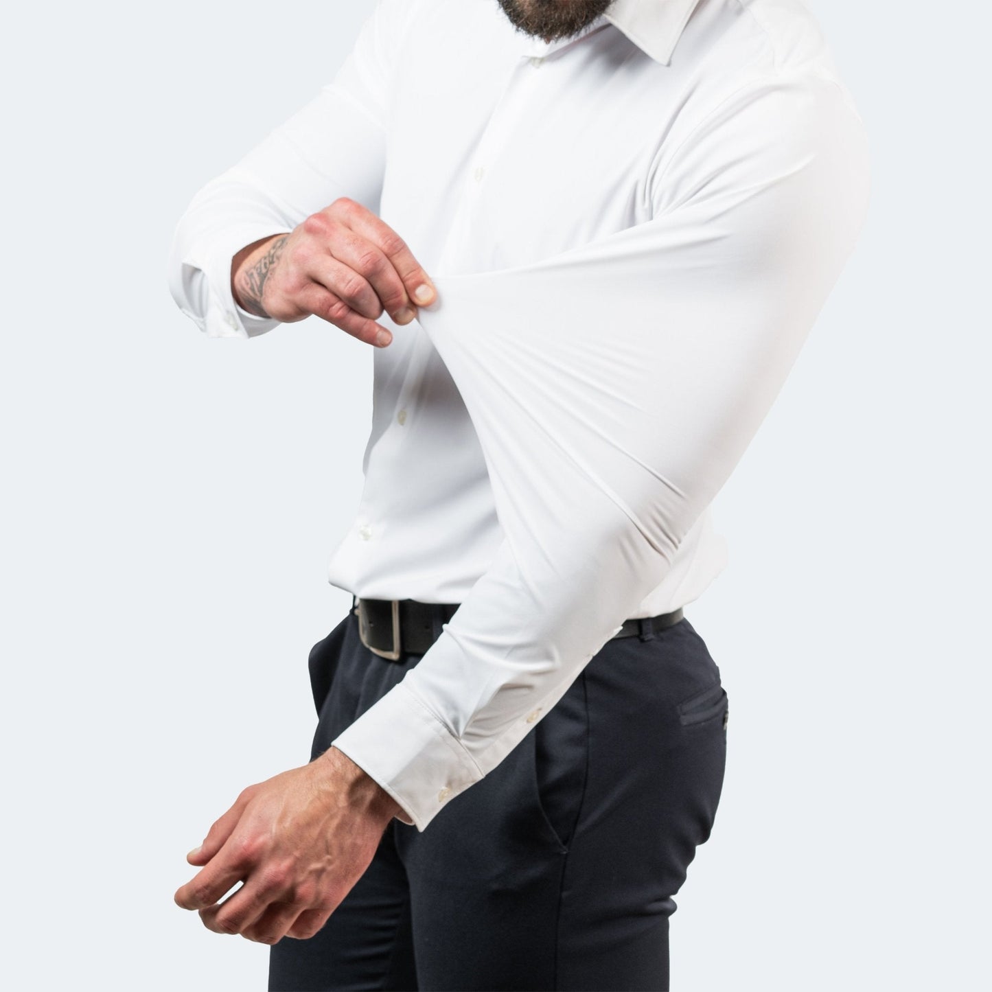 Men's Performance Shirt Non-Iron Ultra-Stretch Long-Sleeve Button-Up Collared Smart-Casual Office Business Everyday