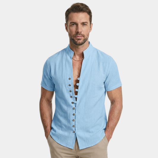 Men's Short-Sleeve Shirt Button-Up Collared Casual Holiday Beach Smart-Casual Relaxed Everyday Preston