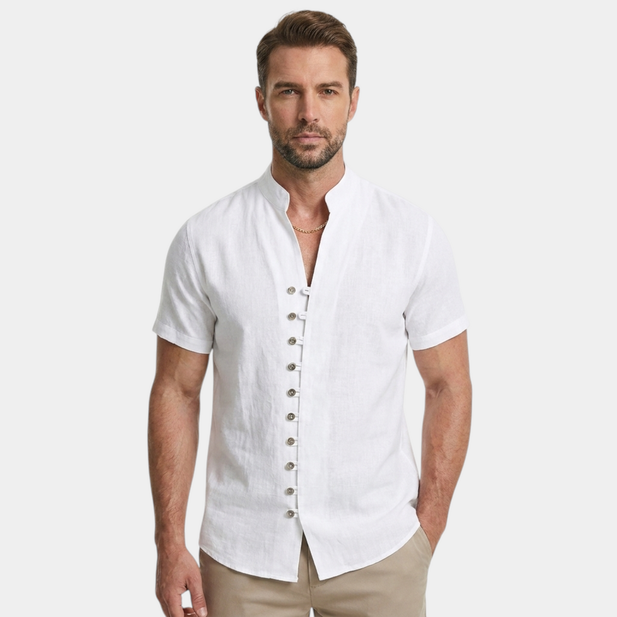 Men's Short-Sleeve Shirt Button-Up Collared Casual Holiday Beach Smart-Casual Relaxed Everyday Preston